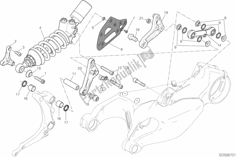 All parts for the Sospensione Posteriore of the Ducati Superbike 1199 Panigale Superleggera USA 2014